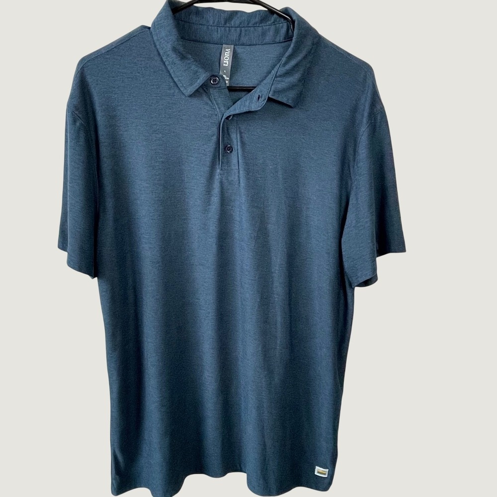 Vuori Strato Tech Polo Navy Heather Size Large